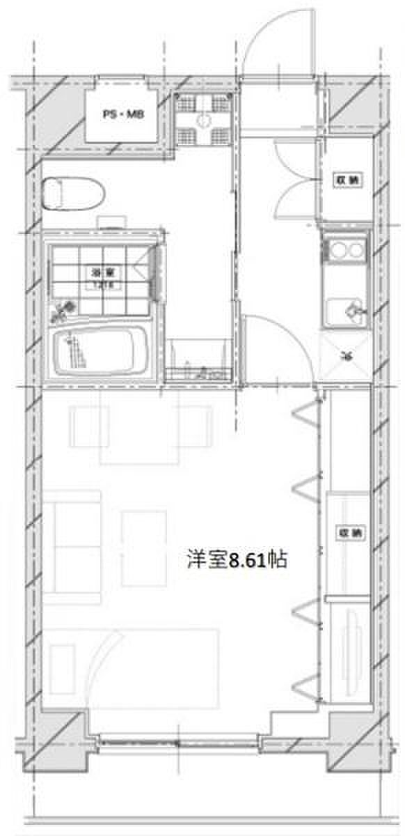 ミディアス渋谷ＷＥＳＴ(1K) 8階の間取り図