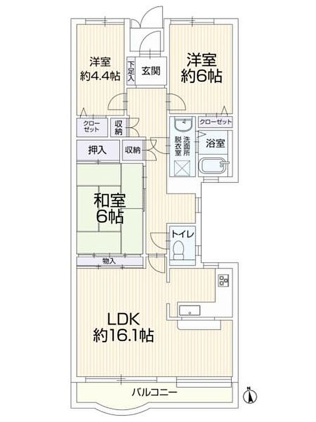 東戸塚アーバンコンフォート壱番館(3LDK) 1階の間取り図