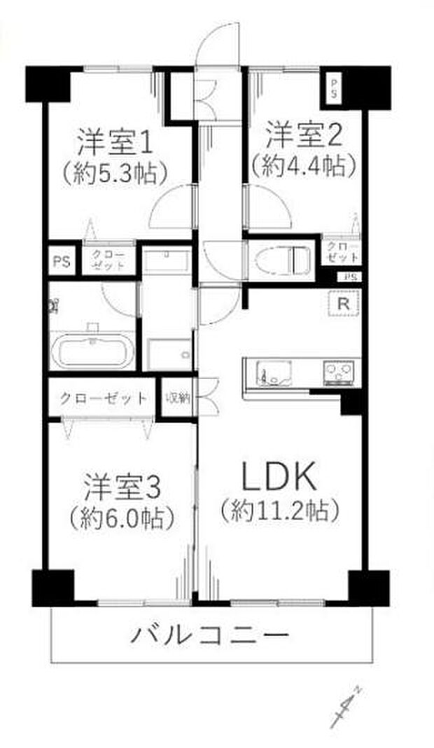 アークハイム東戸塚(3LDK) 1階の間取り図