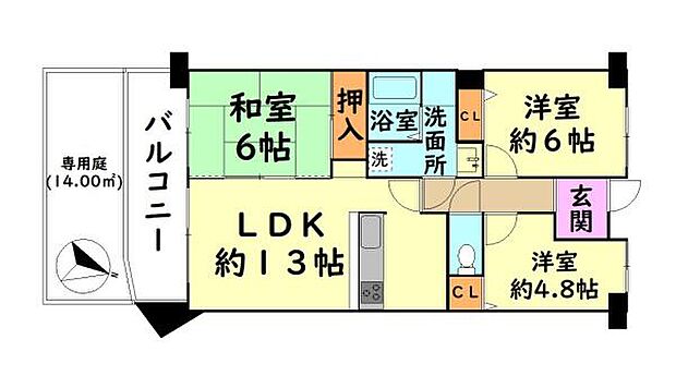 タイムス泉大津　中古マンション(3LDK) 1階の内観