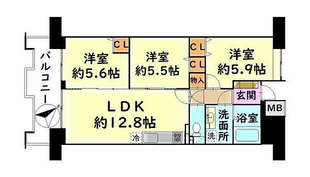 ラ・ヴェール和泉中央　中古マンション(3LDK) 8階の間取り図