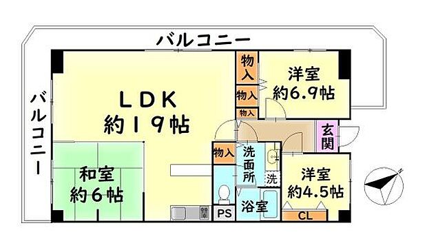 コーストアベニュー岸和田コーポラス1号棟　中古マンション(3LDK) 10階の内観