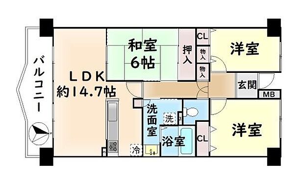グランコート岸和田　中古マンション(3LDK) 4階の内観