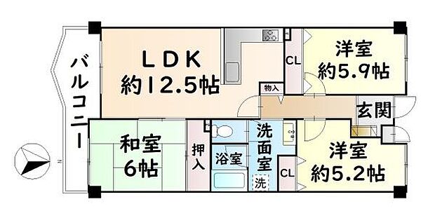 和泉鶴山台アーバンコンフォート　中古マンション(3LDK) 11階の内観
