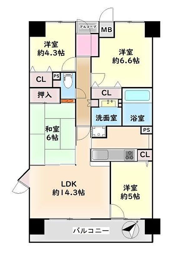クォーレ岸和田　中古マンション(4LDK) 11階の間取り図