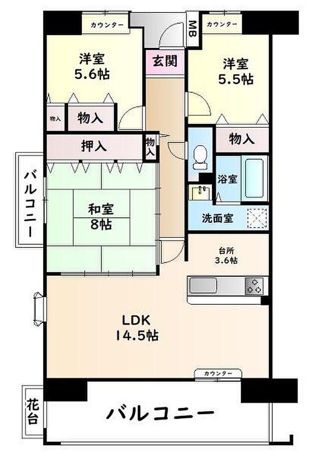 ラ・ヴェール和泉中央　中古マンション(3LDK) 7階の間取り図