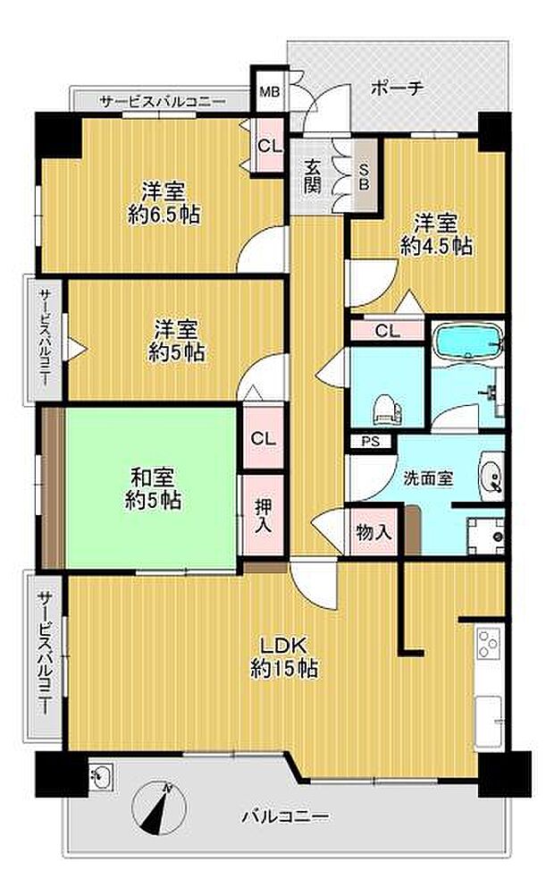 セレッソコートOSAKAステーションランド(4LDK) 2階の間取り図