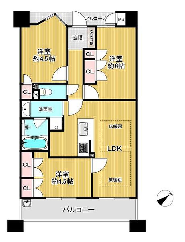 アンビエントフレア美章園(3LDK) 2階の間取り図