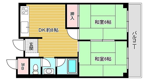 ニュー大阪ハイツ(2DK) 5階の間取り図