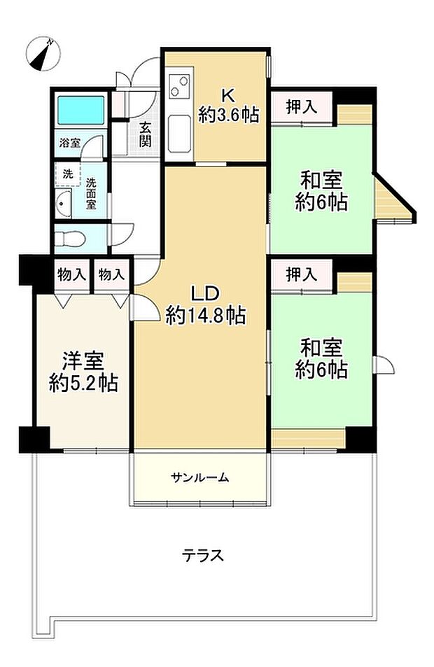 千里山ロイヤルマンション2番街D棟(3LDK) 2階の間取り図