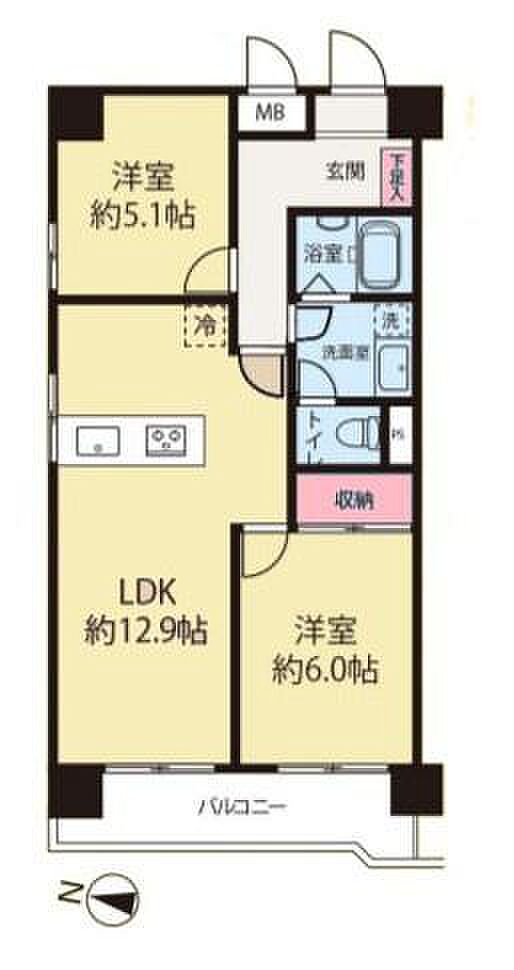千葉中央ハイツ(1SLDK) 7階の間取り図