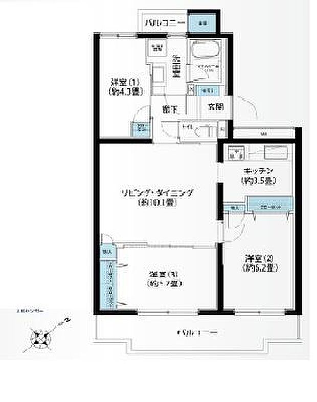 辻堂パークホームズ(3LDK) 3階の間取り図