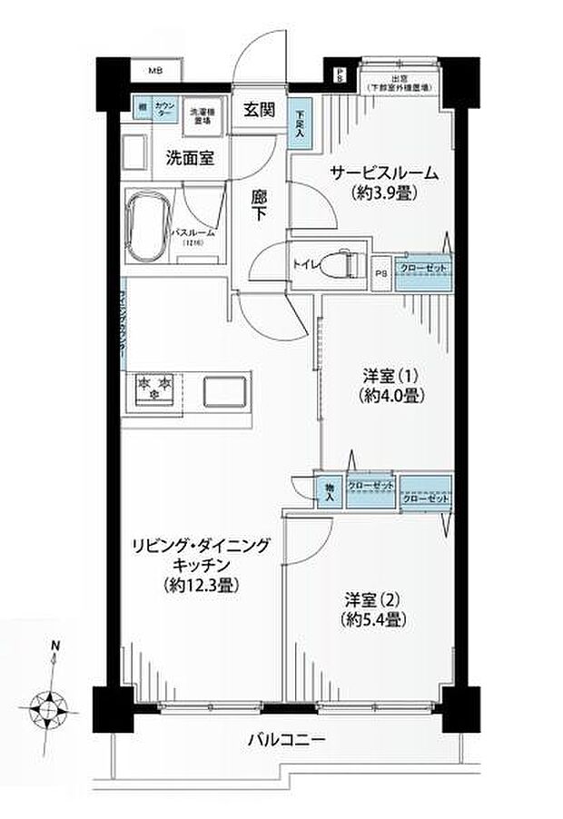 ライオンズマンション湘南辻堂(2SLDK) 2階の間取り図