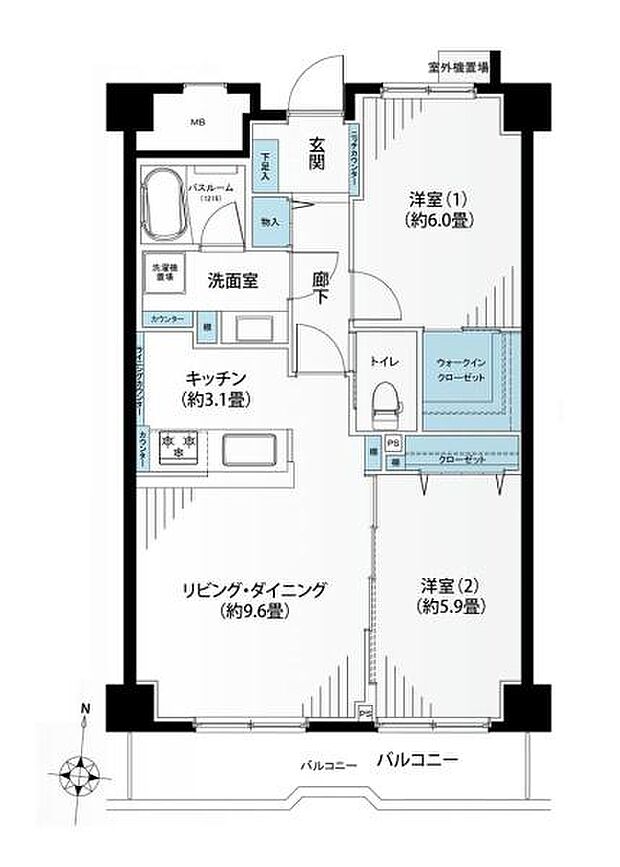 湘南平塚スカイマンション(2LDK) 7階の内観