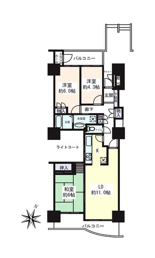 ハイネスアミティ鶴間壱番館(3LDK) 2階の間取り図