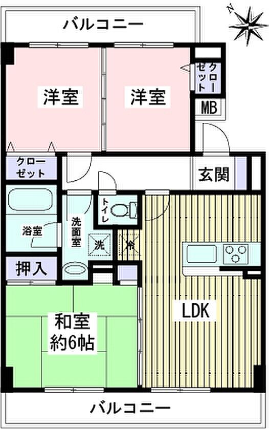 ロイヤルコート南林間(3LDK) 3階の間取り図