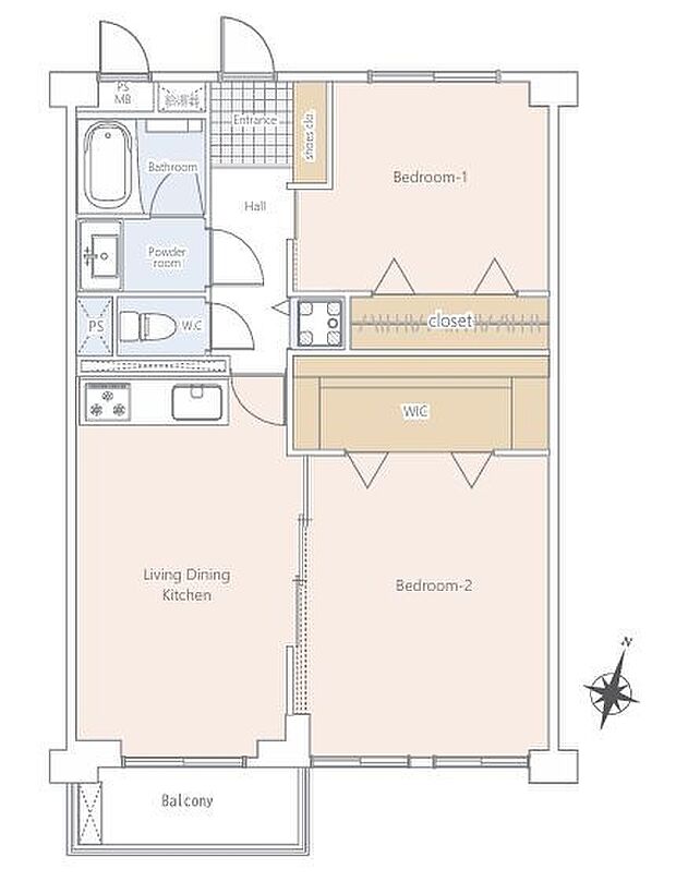 菱興青葉台第2マンション(2LDK) 2階の間取り図