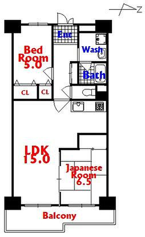 瓢箪山マンション(2LDK) 9階の間取り図