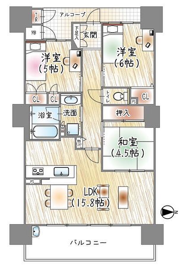 ブランズタワー香里園ロジュマン(3LDK) 10階の間取り図