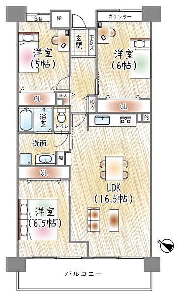 ビオルネ枚方　北館(3LDK) 14階の内観