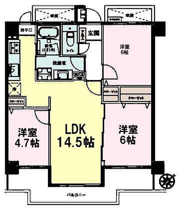 ベルシェ松戸V(3LDK) 2階の間取り図