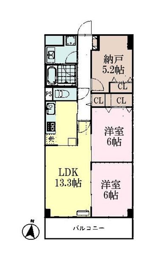 グラン・ドムール松戸(2SLDK) 7階の間取り図