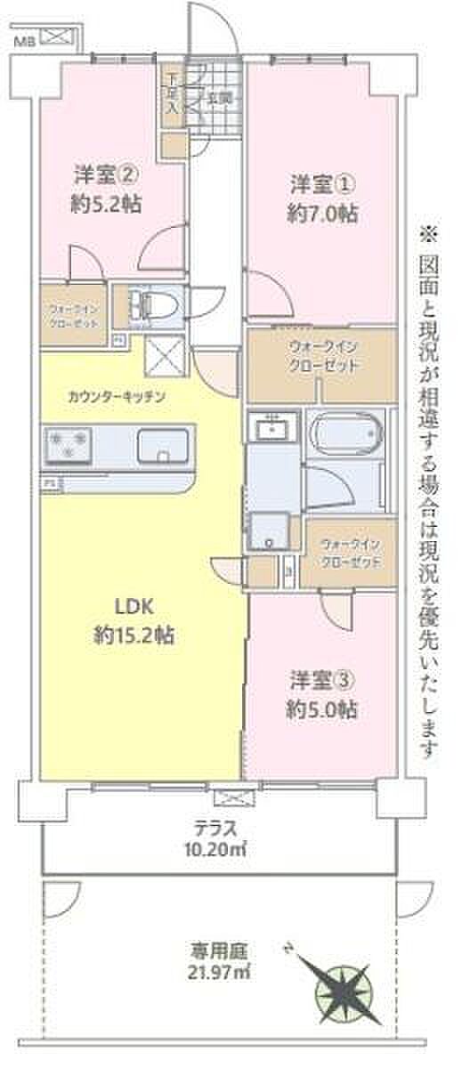 サンクレイドル柏桜台(3LDK) 1階の間取り図