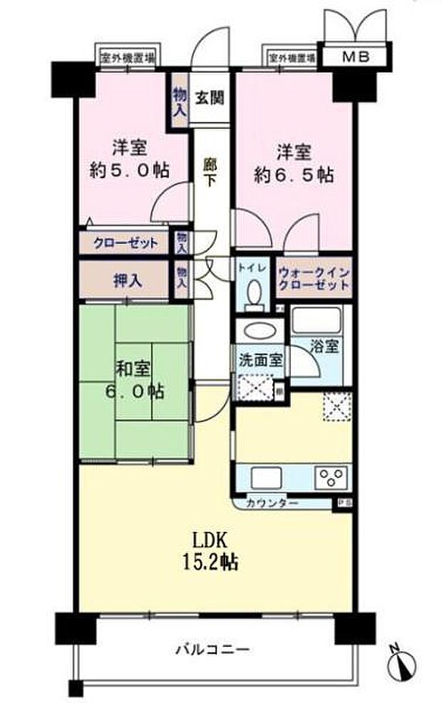 フェアパーク松戸六高台なみ木の街(3LDK) 2階の間取り図