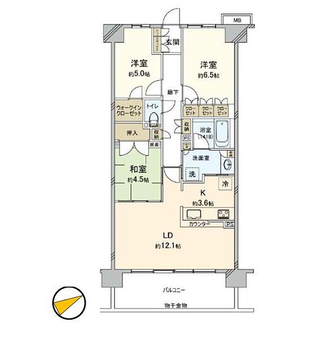 ウェリス弘明寺(3LDK) 2階の間取り図