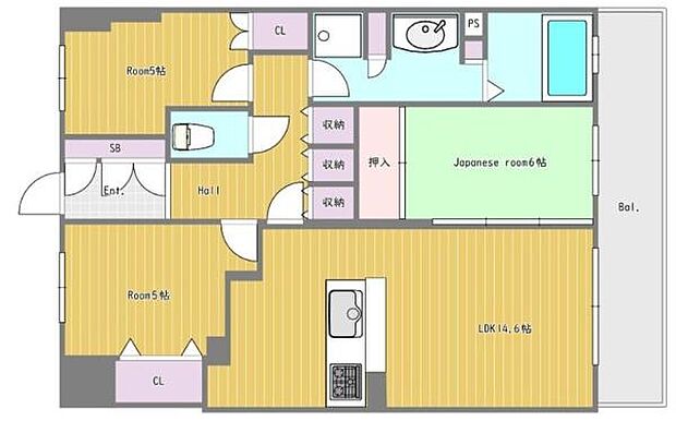 サンクタス鶴見緑地パークアドレス(3LDK) 5階の間取り図