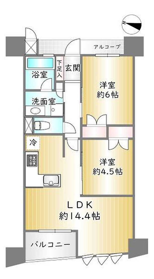 レ・ジェイド京都堀川(2LDK) 8階の内観
