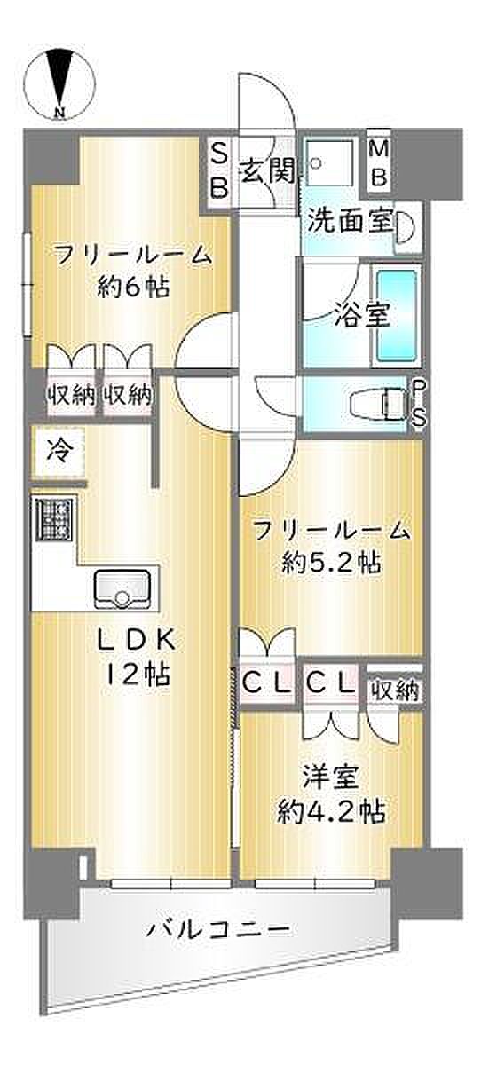 リソシエ京都河原町エクス(2SLDK) 3階の間取り図
