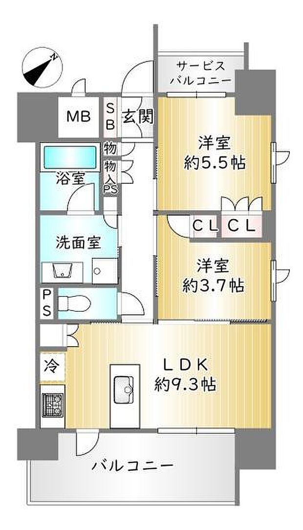 ザ・テラス京都グランターミナル(2LDK) 3階の間取り図