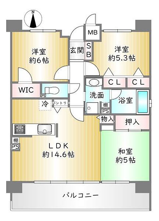 パデシオン京都七条ミッドパーク(3LDK) 4階の間取り図