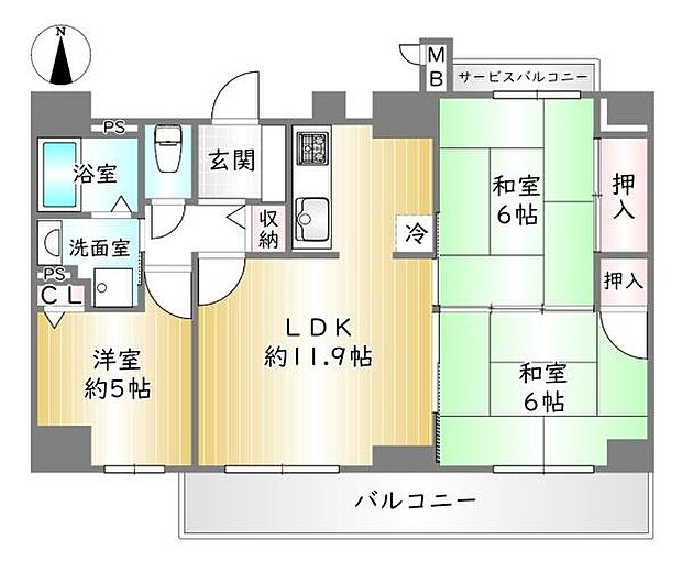 ディオフェルティ京都烏丸東(3LDK) 6階の内観