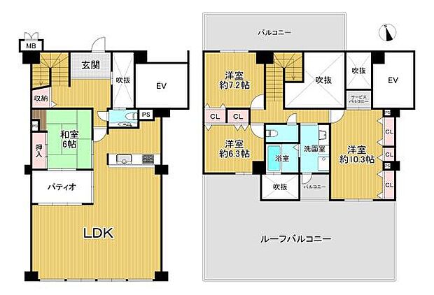 ディオ・フェルティ須磨名谷(4LDK) 9階の間取り図