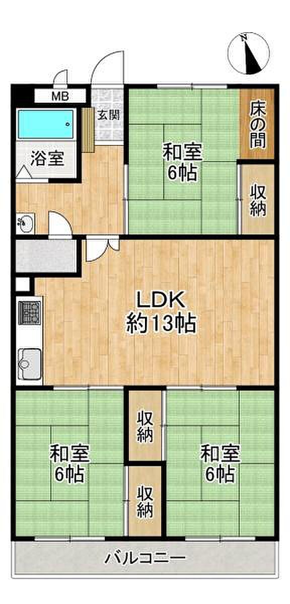 新吉田第3住宅(3LDK) 2階の内観