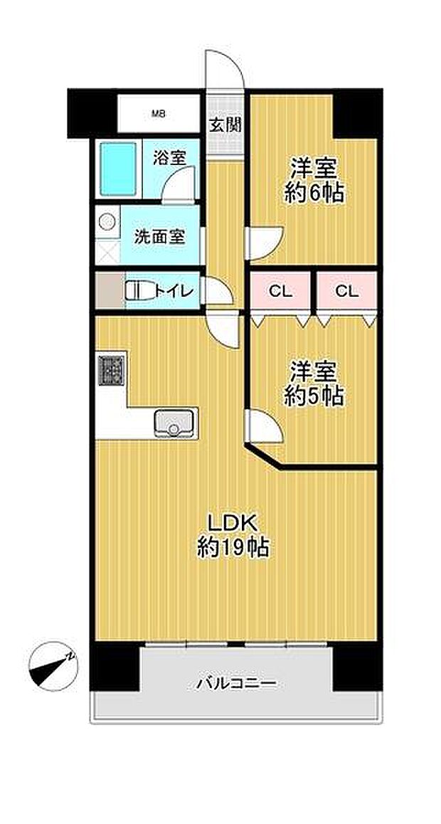 明石アーバンライフ(2LDK) 9階の間取り図