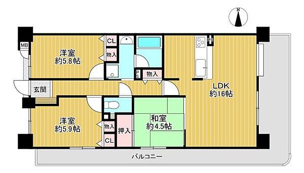 ファミール北大阪ライトコート(3LDK) 11階の内観