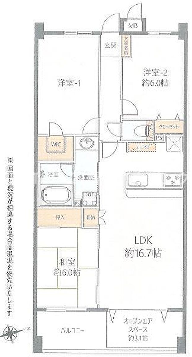 グランシティ湘南江ノ島(3LDK) 1階の間取り図