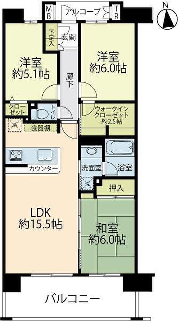 ロータリーパレス藤沢(3LDK) 10階の間取り図