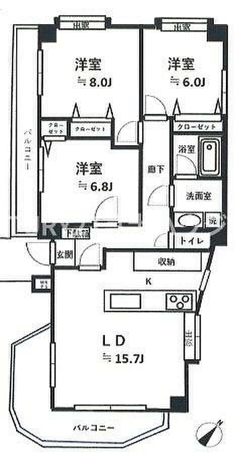 レフィナード湘南(3LDK) 1階の間取り図