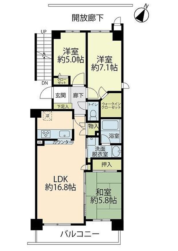 グランガーデン東戸塚(3LDK) 7階の間取り図