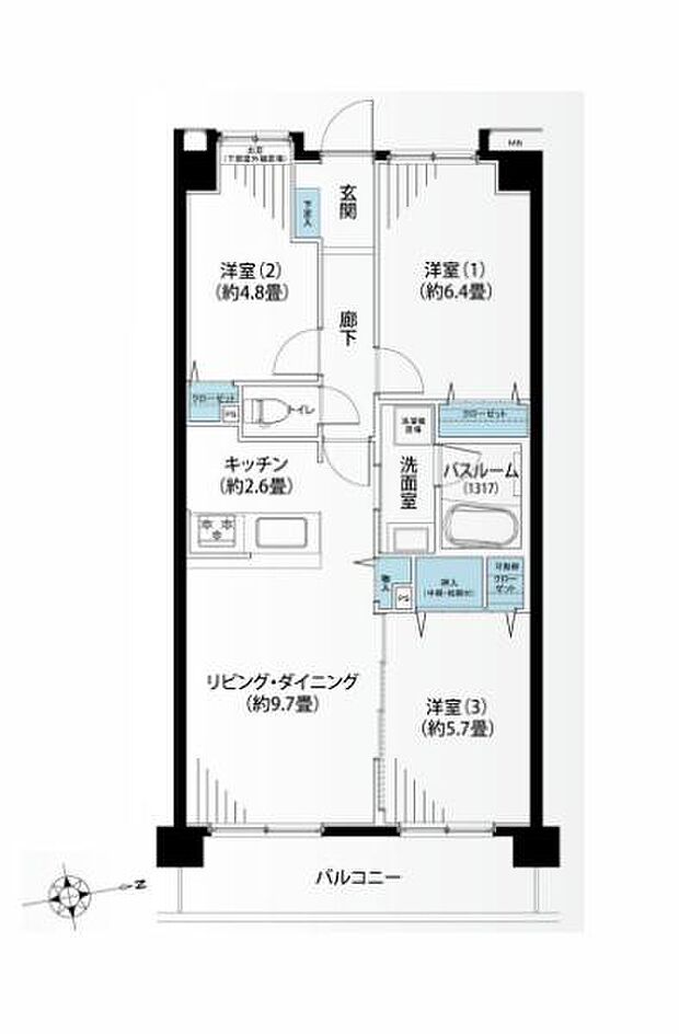 レクセルマンション湘南鵠沼(3LDK) 4階の間取り図