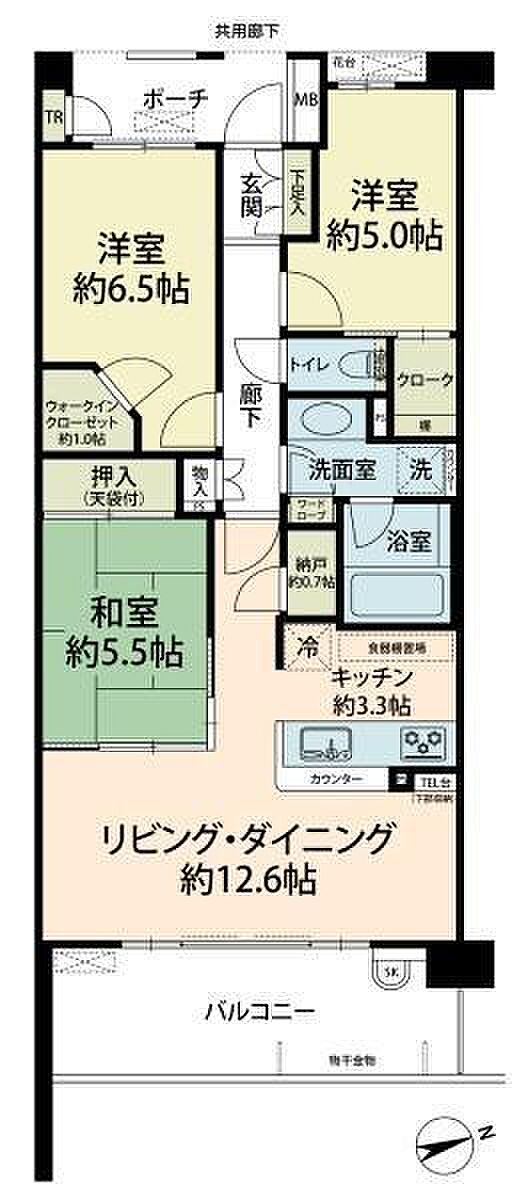 パークホームズ湘南茅ヶ崎海岸(3LDK) 2階の間取り図