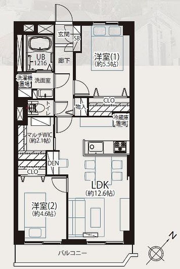 京王向ヶ丘マンション(2LDK) 7階の間取り図