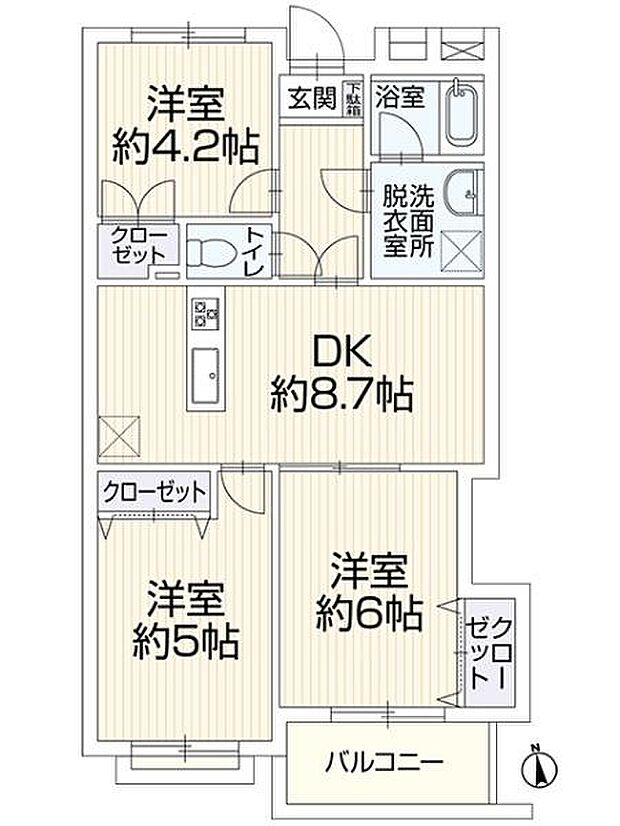 アビタシオン南生田(3DK) 1階の間取り図