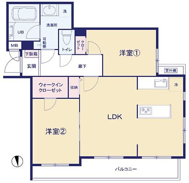 マイキャッスル中野島弐番館(2LDK) 2階の間取り図