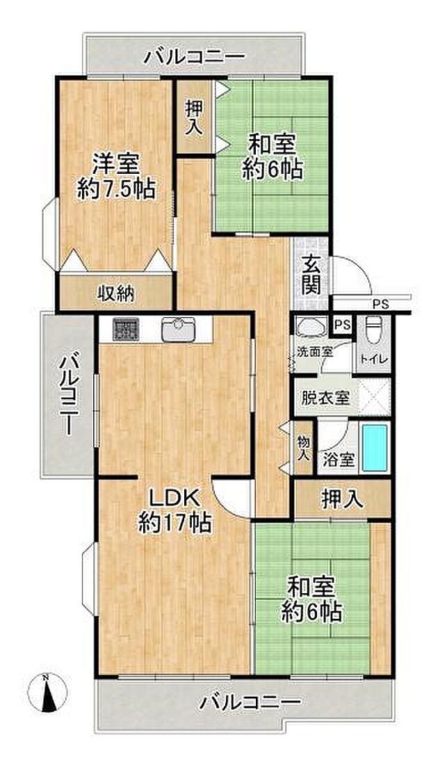 若山台第三住宅8号棟(3LDK) 2階の内観