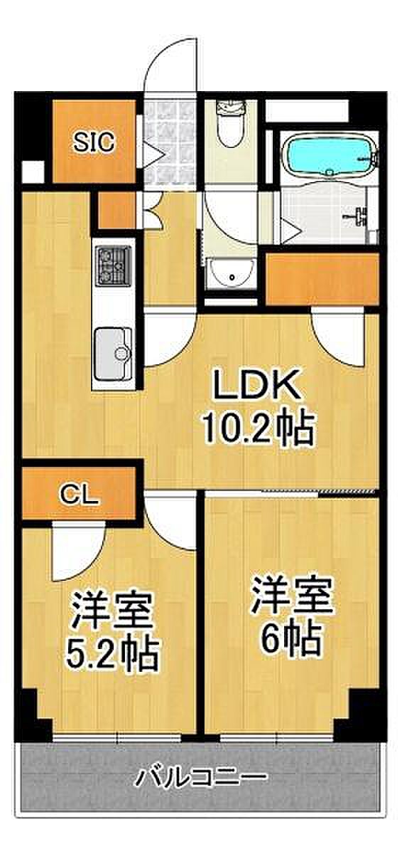 朝潮コーポ(2LDK) 11階の間取り図